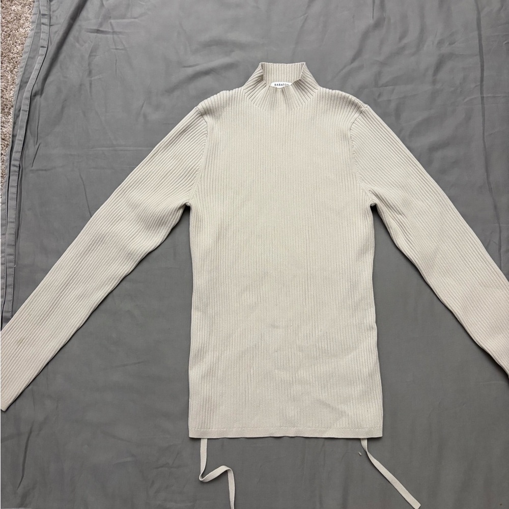 🤍 Aritzia Babaton Ribbed Knit Sweater with Back Tie – Size L